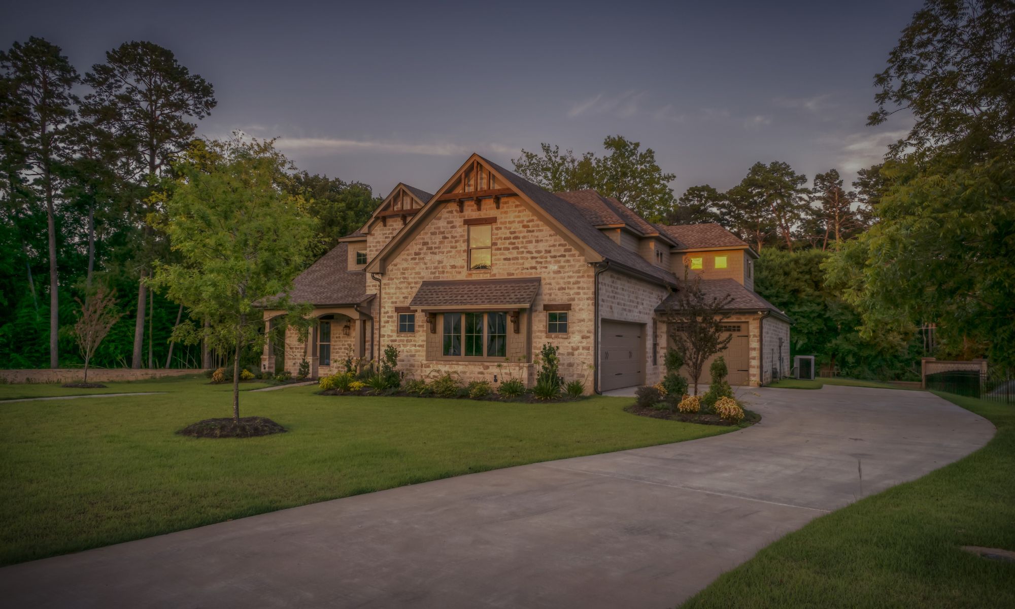 The home at dusk, context shot